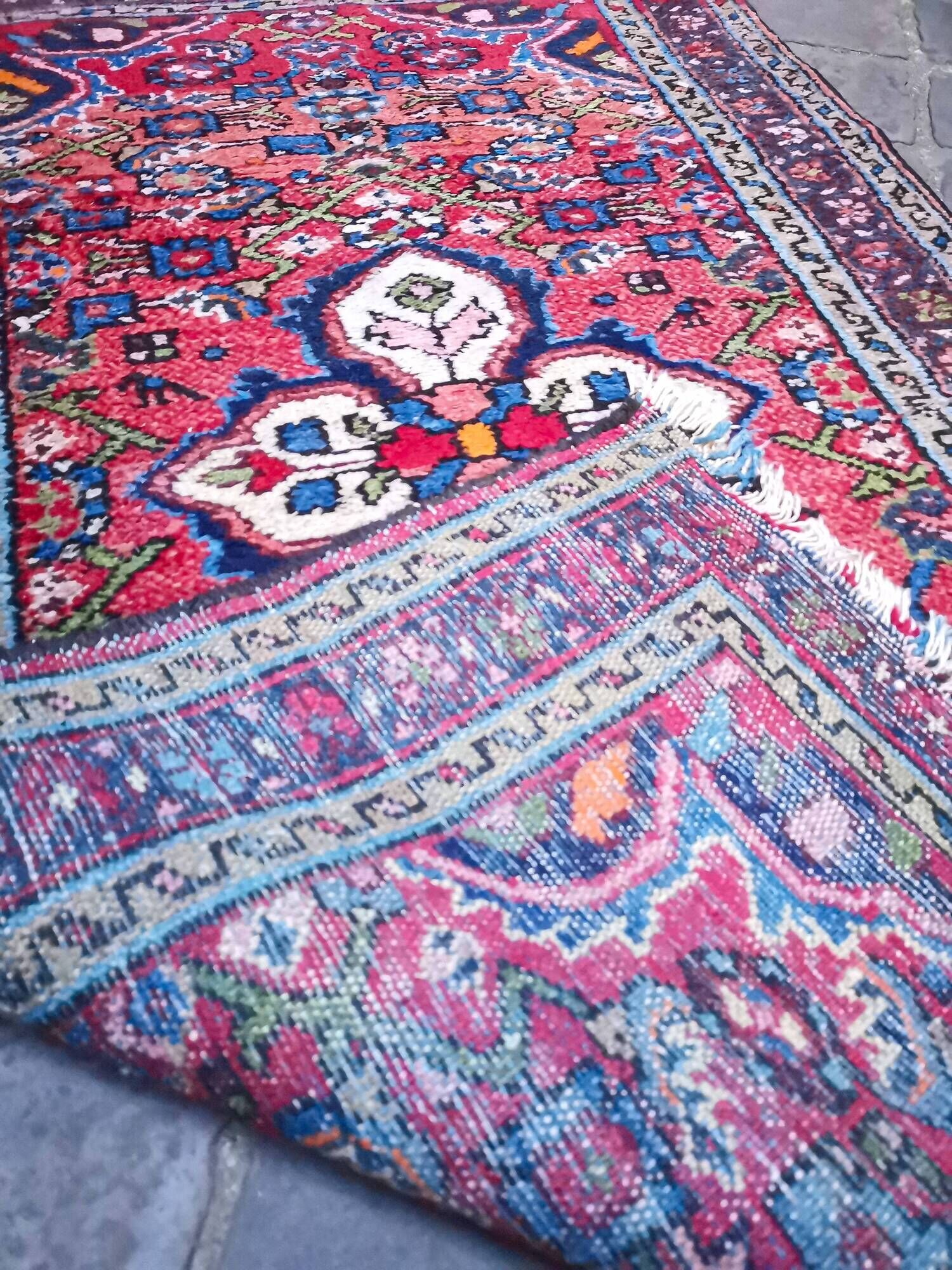Hamadan vintage handmade oriental carpet 126 x 80 cm