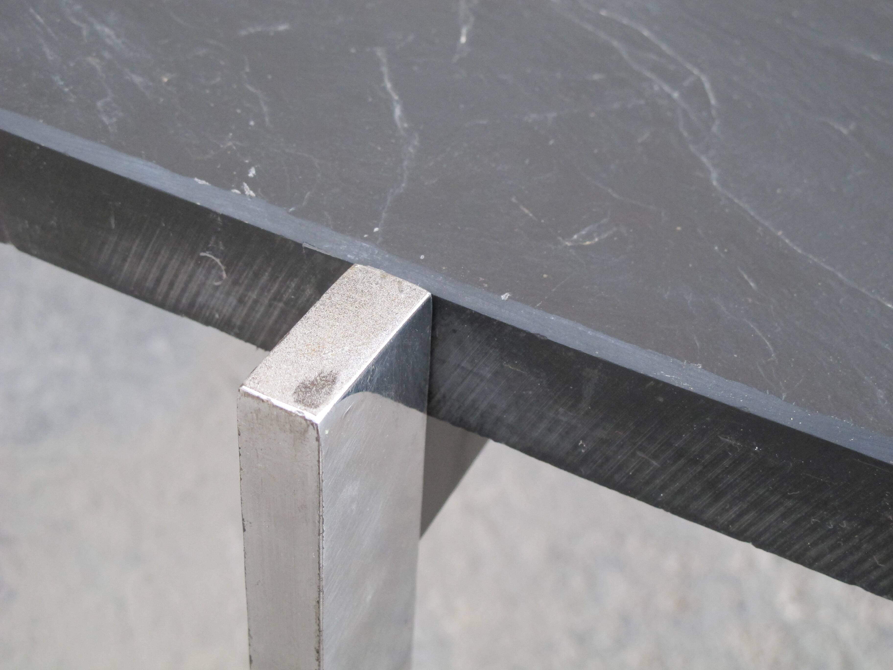 Coffee table chrome steel and slate