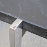 Table basse acier chromé et ardoise