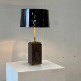 Vintage brass agate table lamp, 1970s