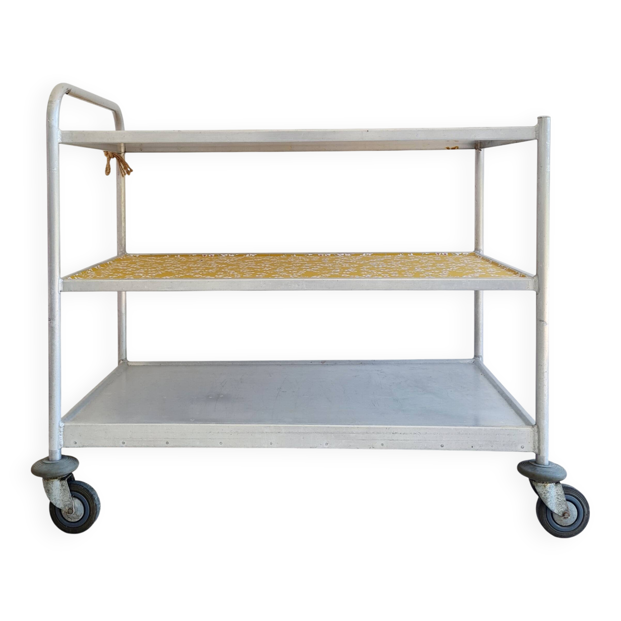 Industrial trolley - Chrome serving trolley with flowered trays