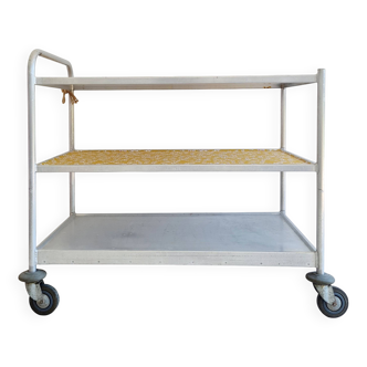 Chariot industriel - Desserte chromée plateaux fleuris