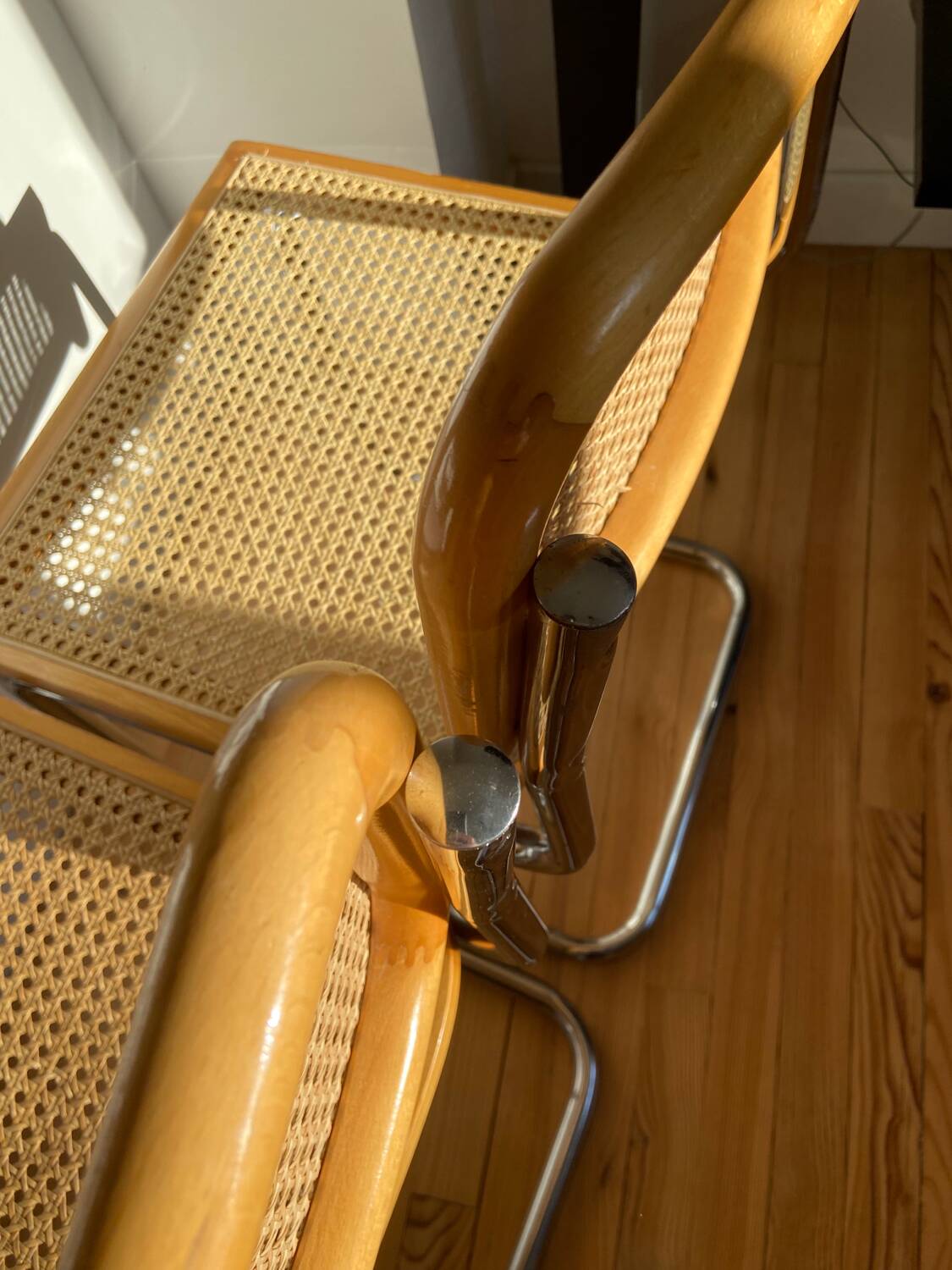 Paire de chaises cannées italiennes design Breuer