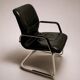 Black leather and chrome steel office chair, Italy 1990