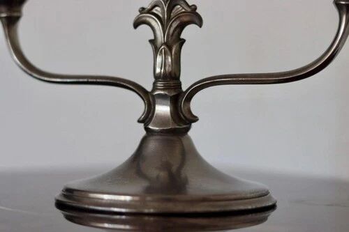 Vintage Pewter 3-Arm Candelabra – Art Deco / Art Nouveau Style