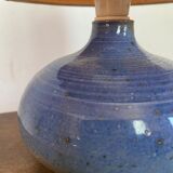 Table lamp in blue stoneware and vintage herbarium lampshade