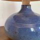 Table lamp in blue stoneware and vintage herbarium lampshade