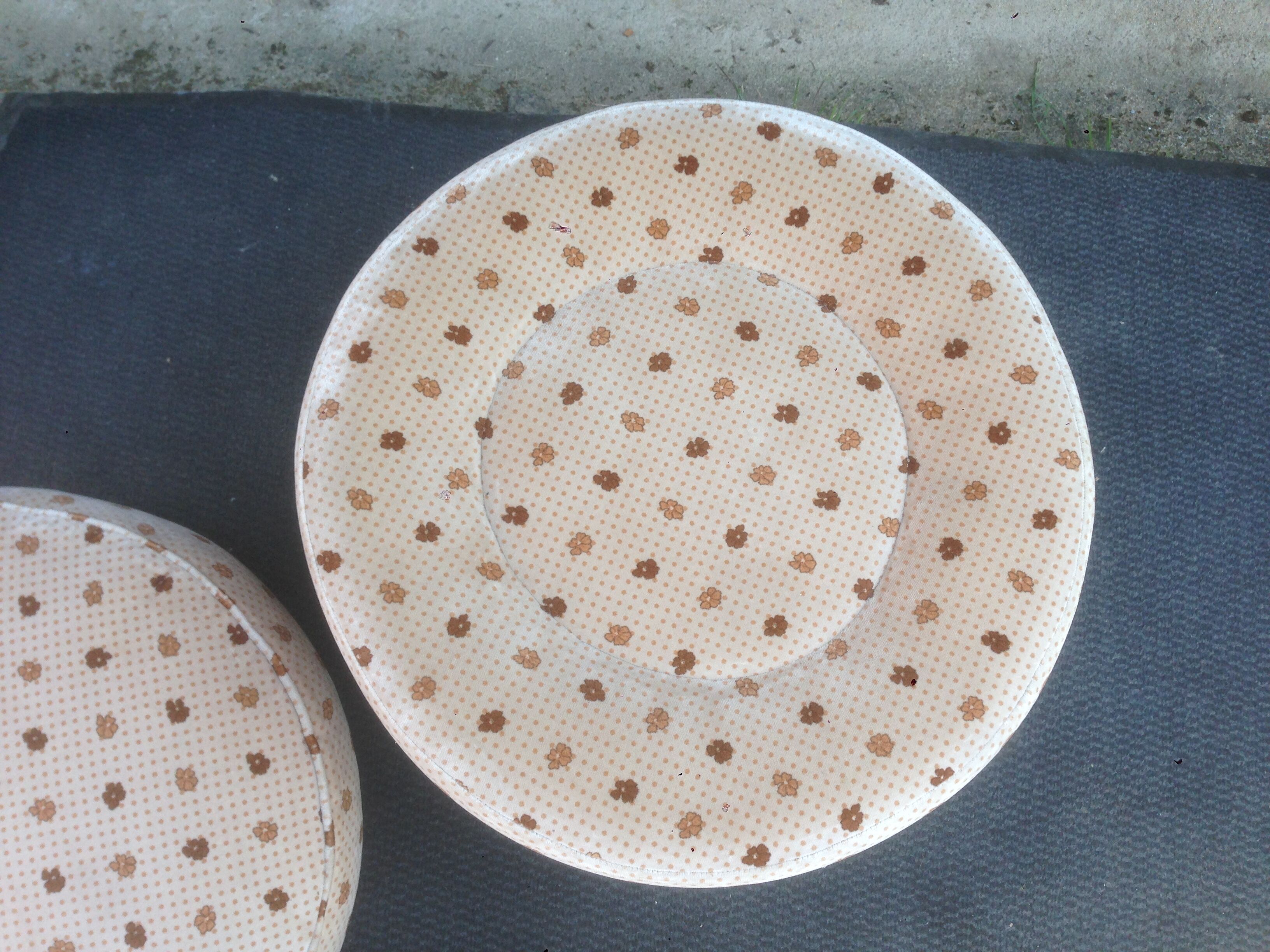 Pouf Art Deco 1930s footing in beech and fabric