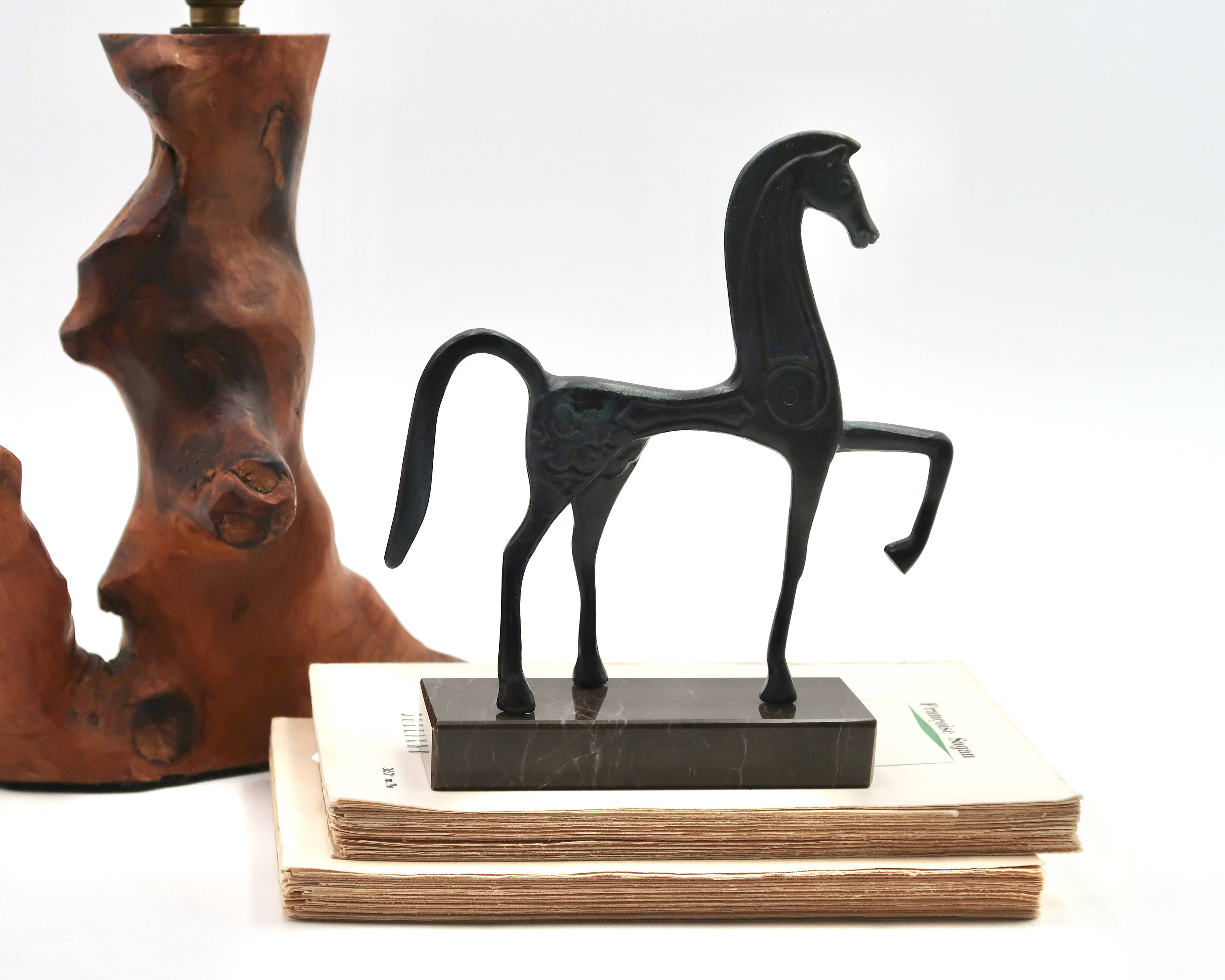 Etruscan Greek horse sculpture in bronze, 1950s