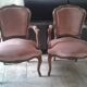 Paire fauteuils style Louis XV velours rose