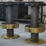 6 tabourets en acier et laiton 1980