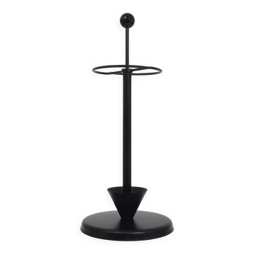 Black post-modern umbrella stand in the style of Castiglioni, Memphis, Italy, 1980s.