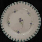 Assiette vieillard bordeaux fleurs violettes