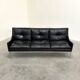 Mid-century Bauhaus style leather 3-seat sofa, 1960s
