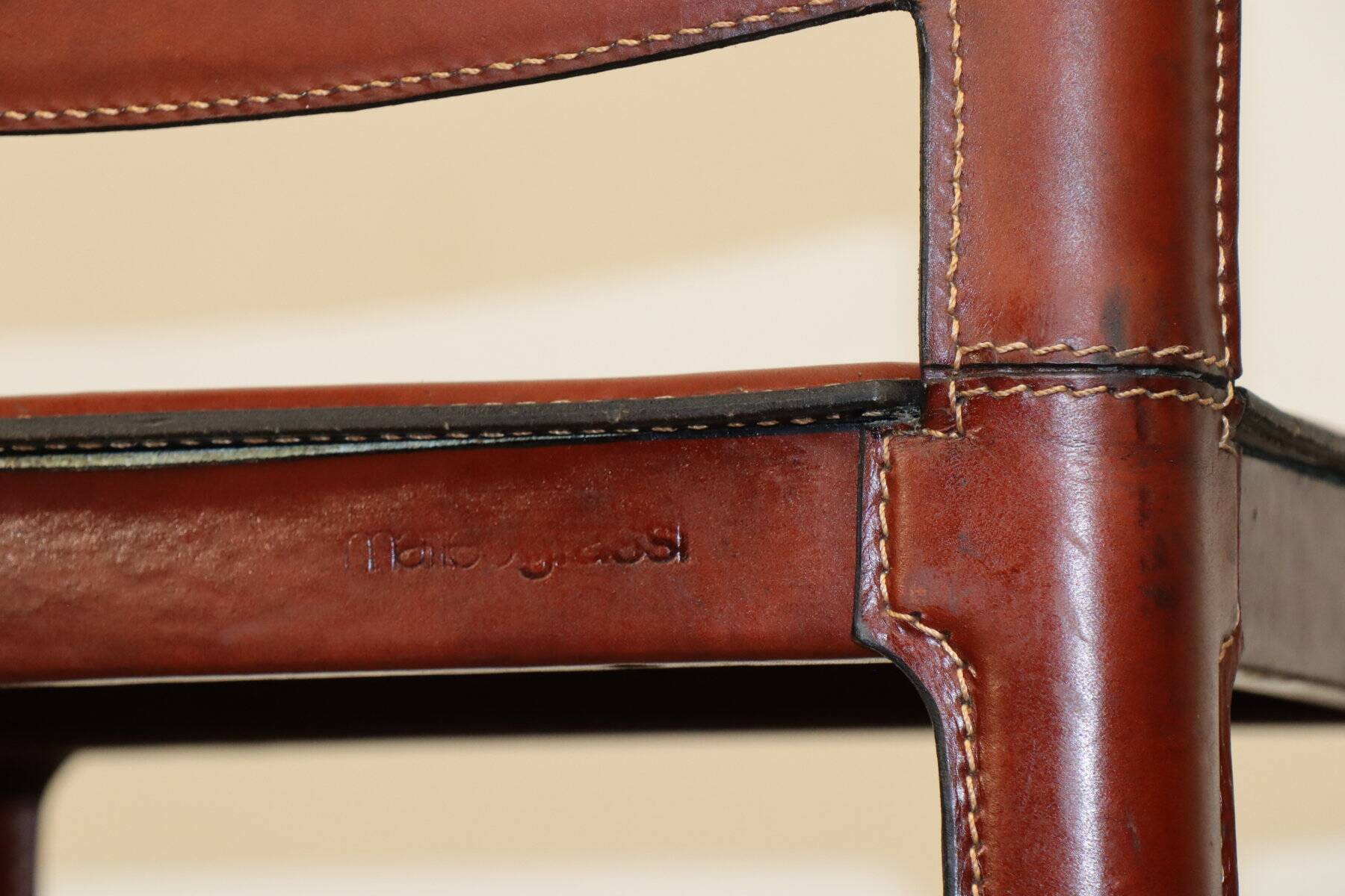 Matteo Grassi high stool in leather and metal