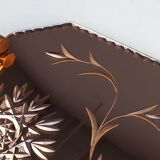 Art Deco Mirrored Glass and Copper Tray, Belgium ca. 1920