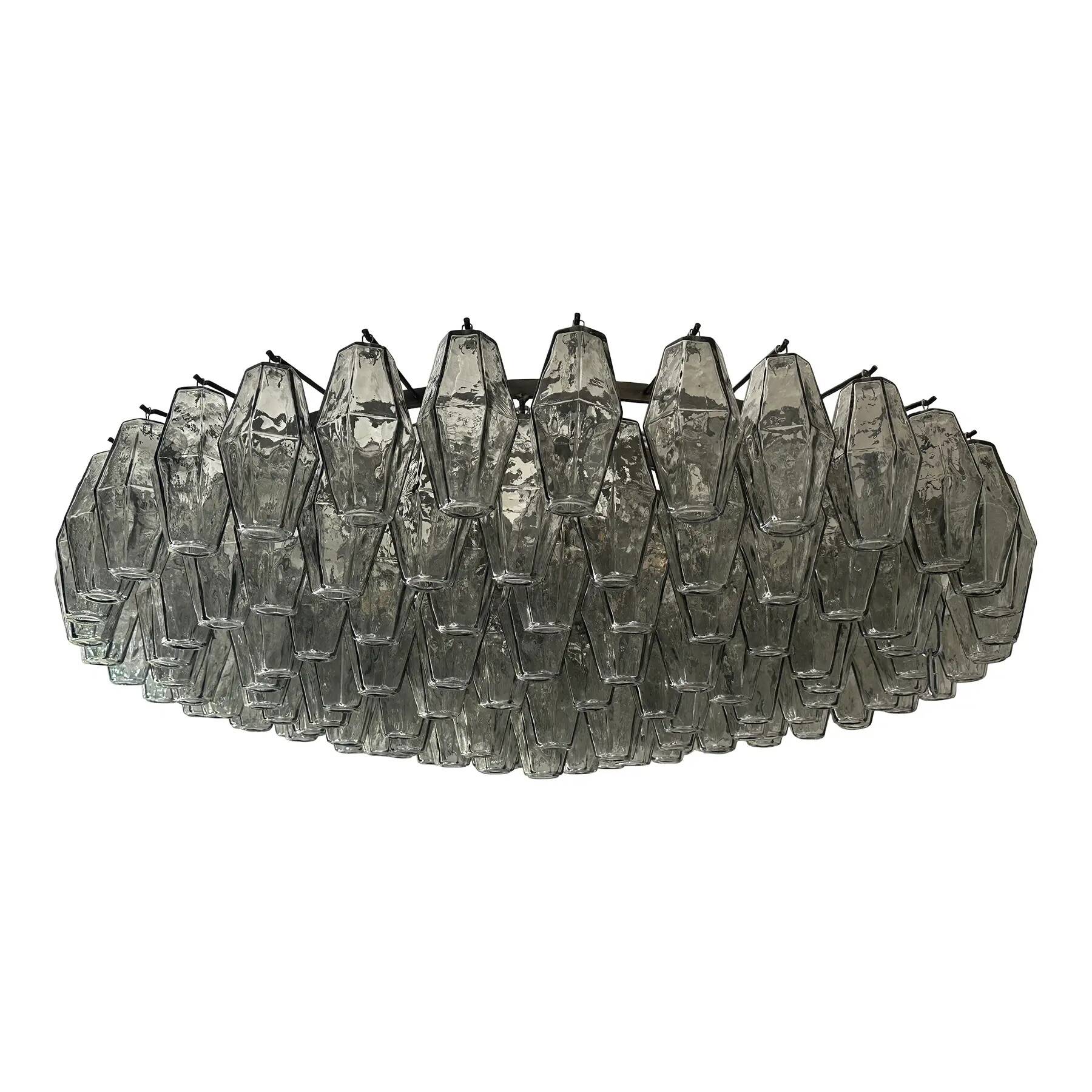 Plafonnier contemporain moderne gris "Poliedri" en verre de Murano par Simoeng