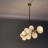 Italian opalglass and brass bubble lamp 1950