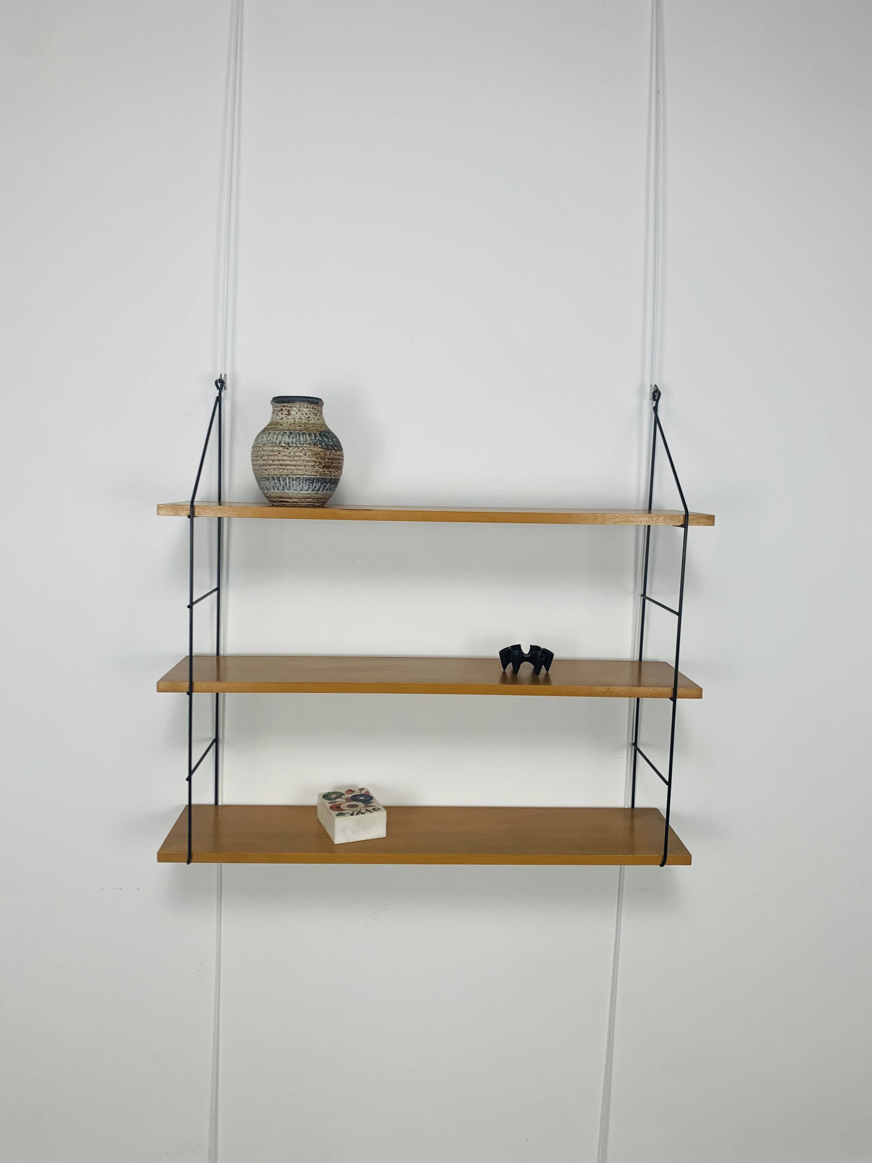 Wooden and metal string shelf, 1960s