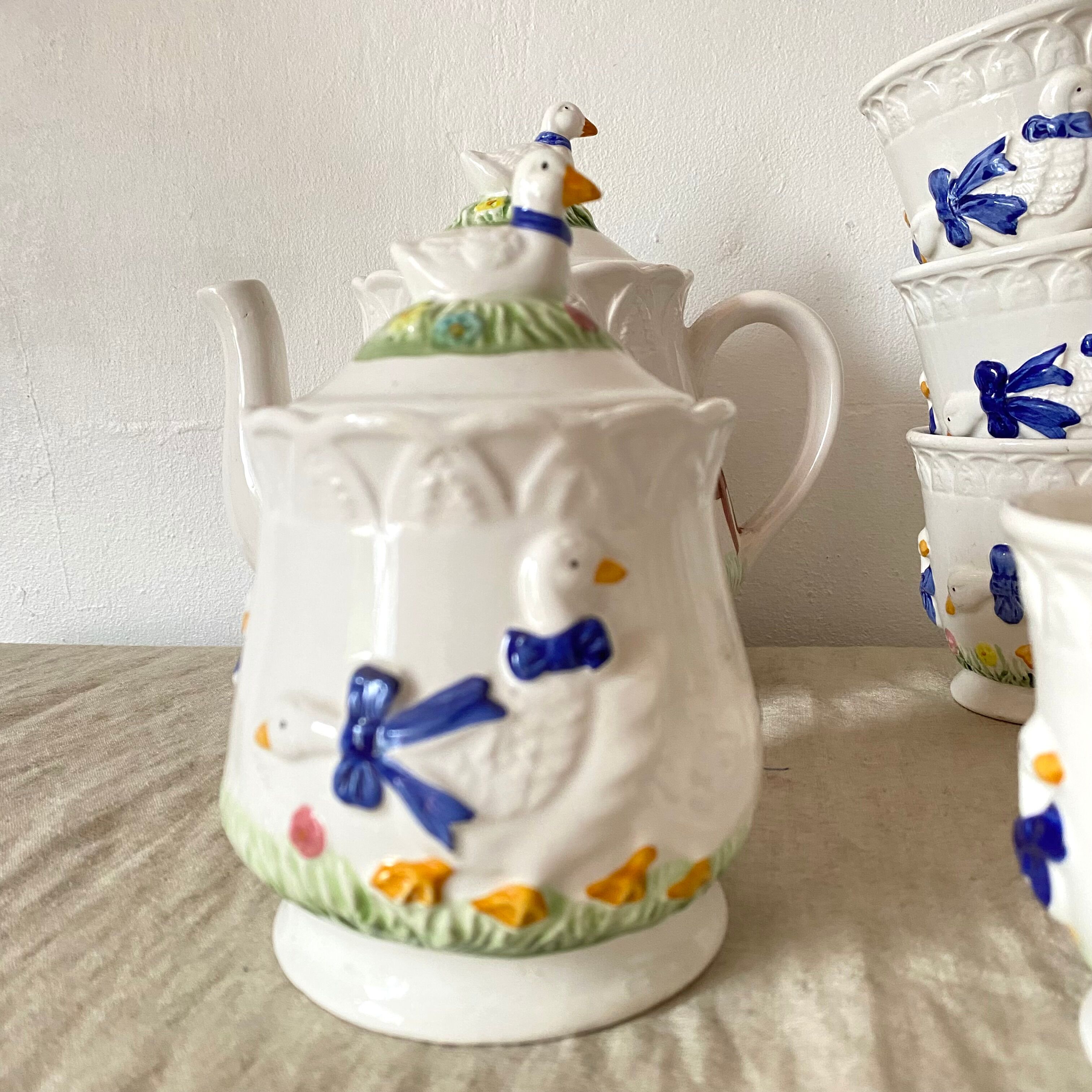 Slurry tea set geese 80s