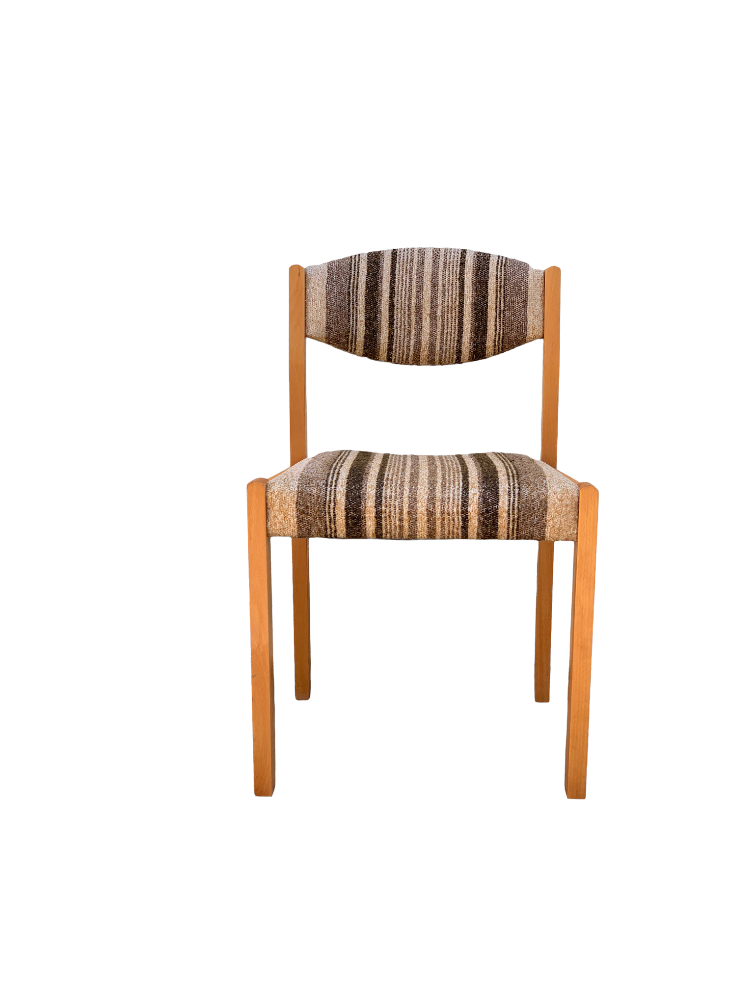 Suite de 4 chaises self hêtre laiton et laine 1960