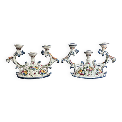 Paire de bougeoirs italiens signés