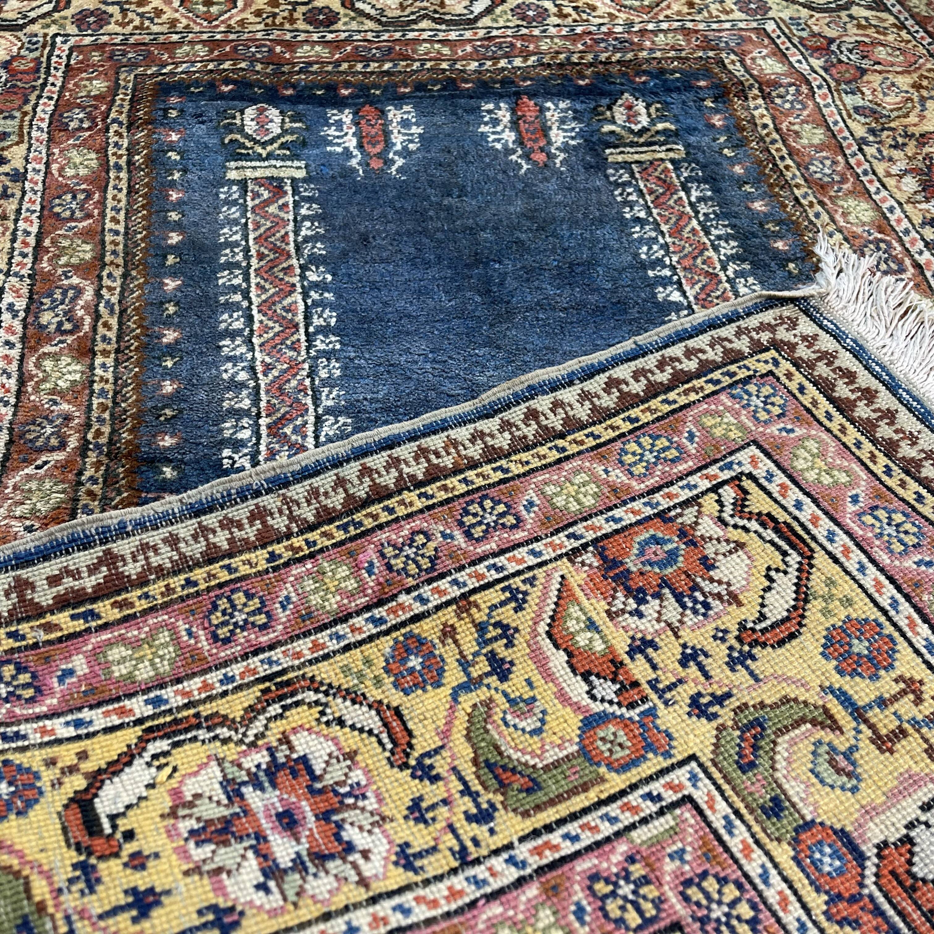 Vintage turkish silk & wool  rug ,feiner handgeknüpfter orientteppich  135x90 cm