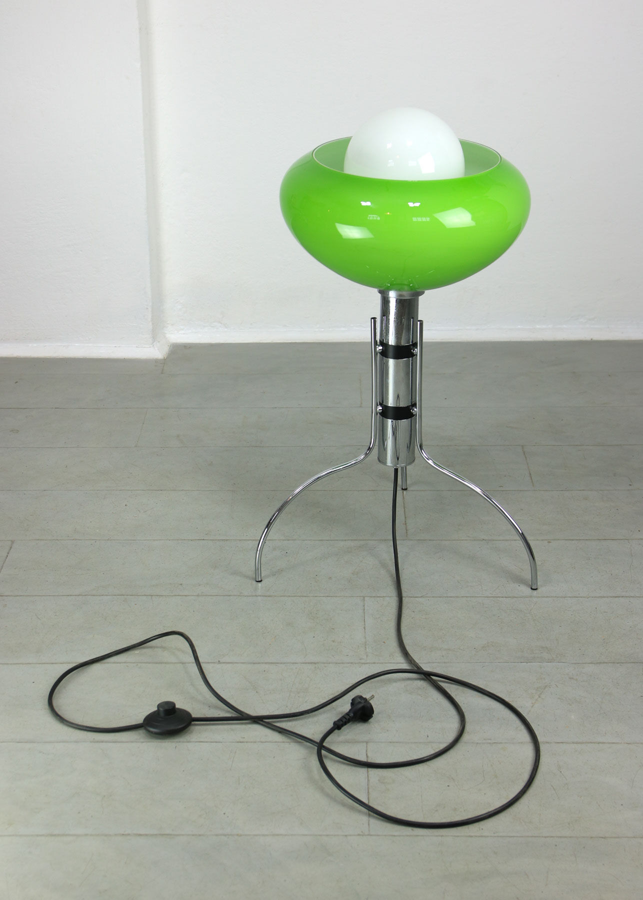 Mid-century Italian Green Glass Floor Lamp
