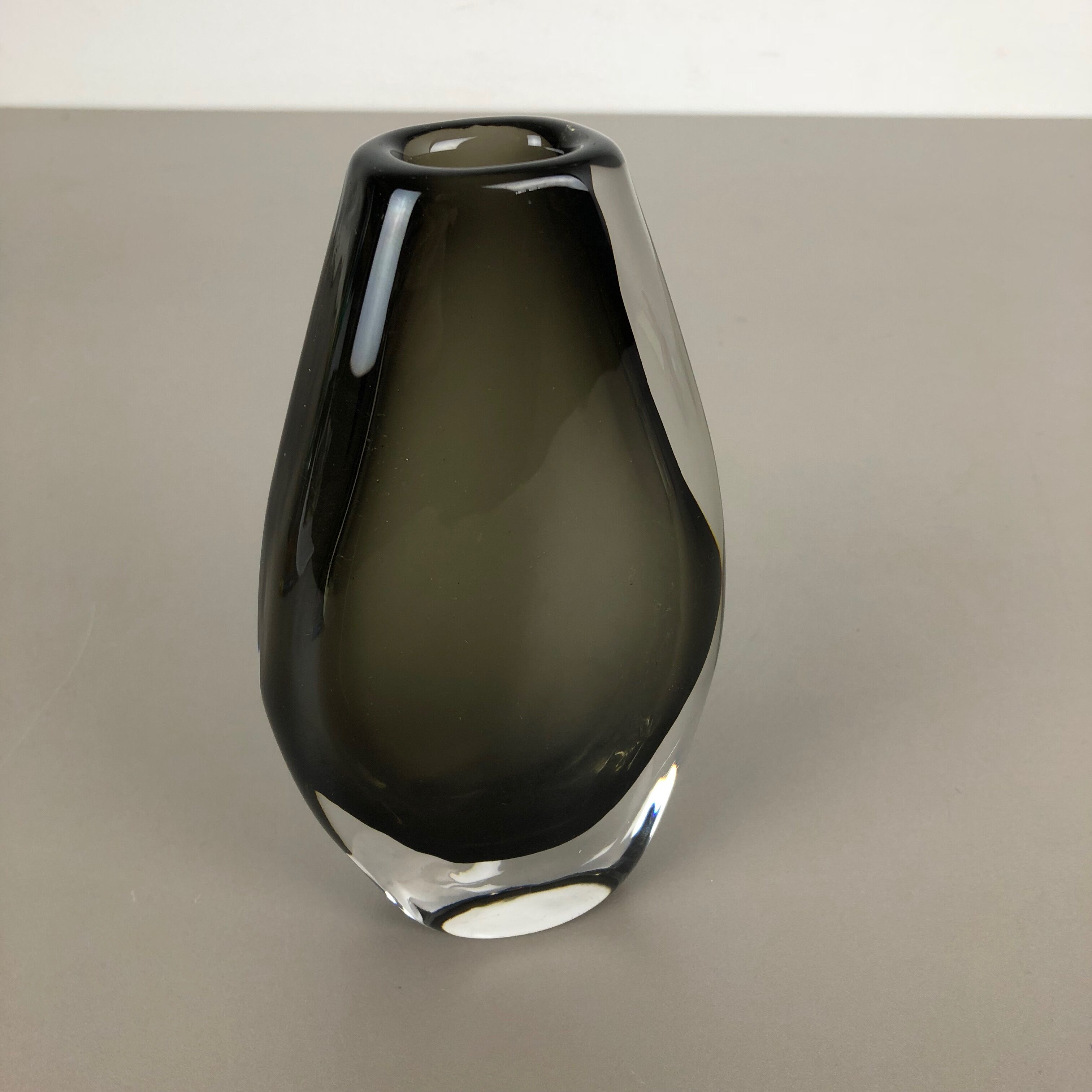 Nils Landberg 'Sommerso' smoked glass vase for Orrefors, Sweden, 1970s