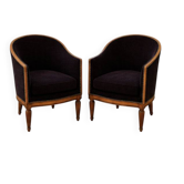 Paire de fauteuils gondole anciens, style Louis XVI, fin XIXᵉ – début XXᵉ s