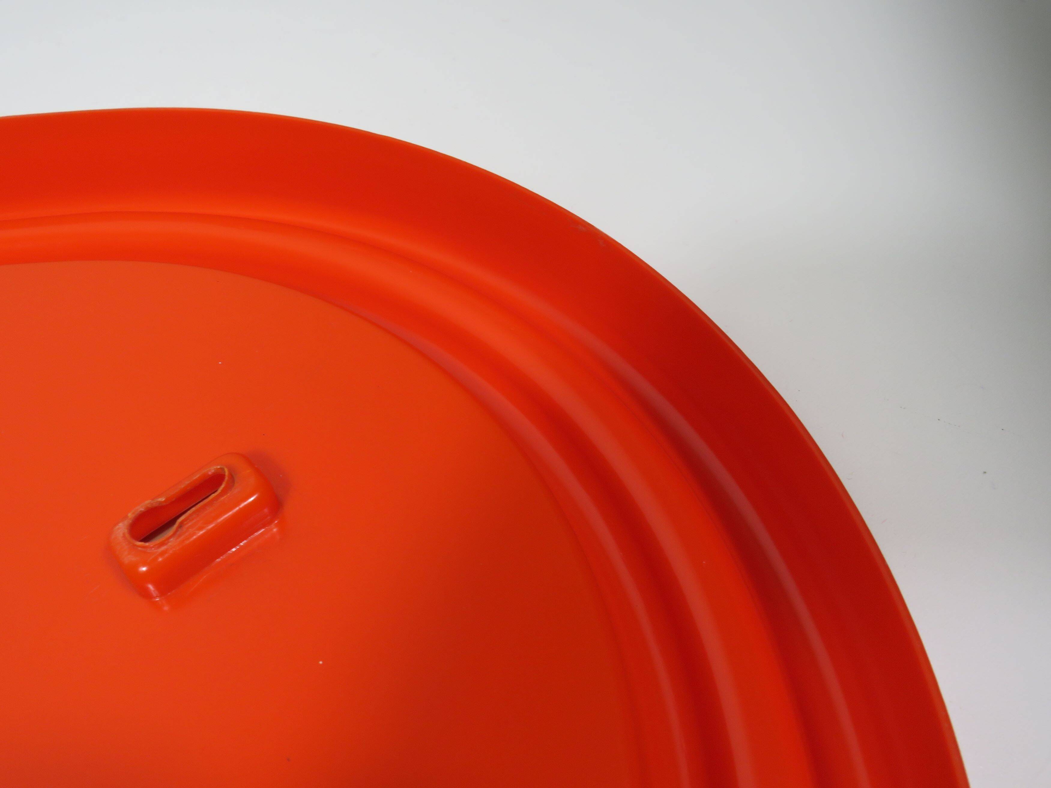 Grand miroir ovale orange Space Age années 1960