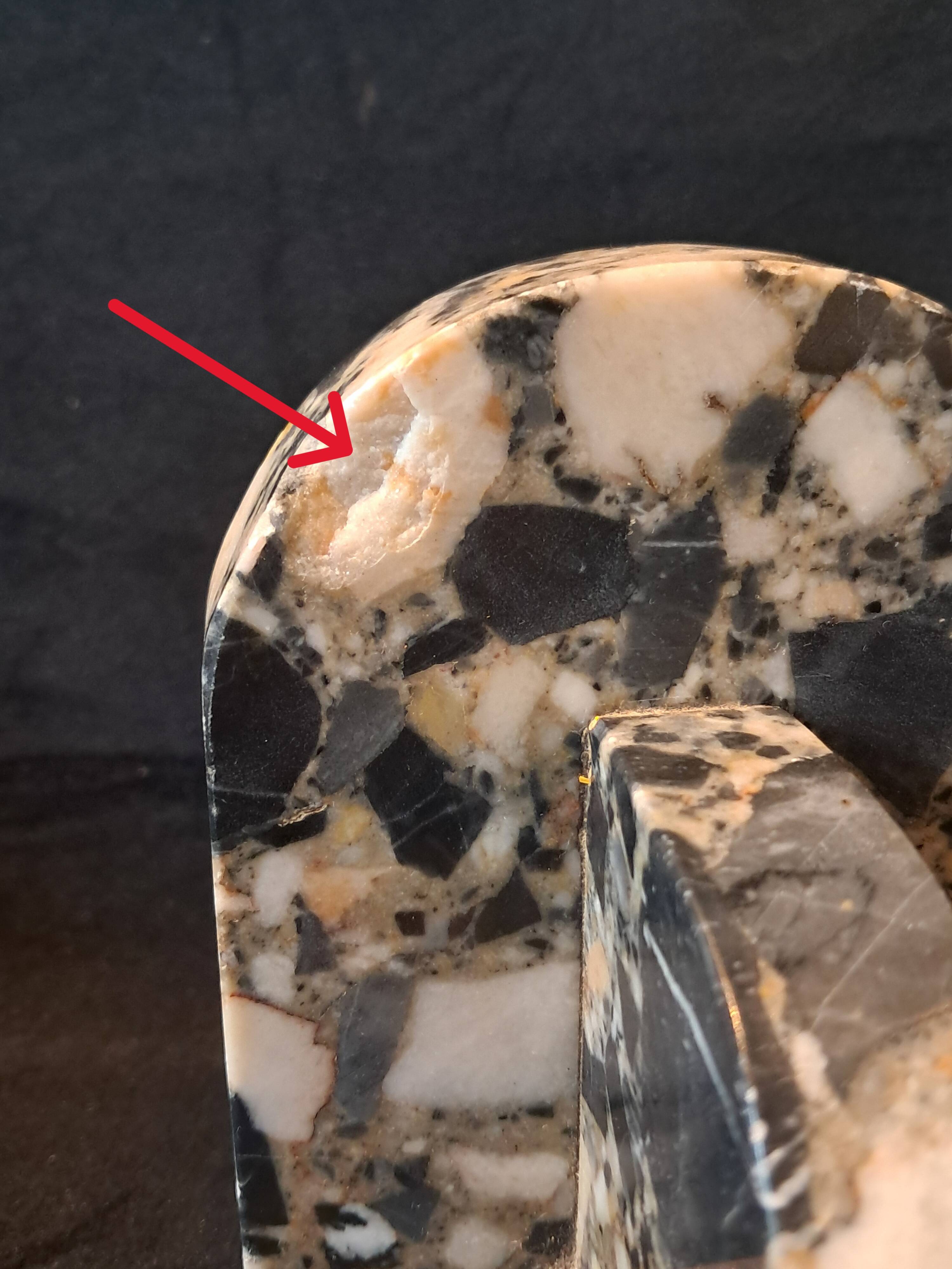 Pair of Art Deco Bookends in Black and White Breccia Marble