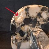 Pair of Art Deco Bookends in Black and White Breccia Marble