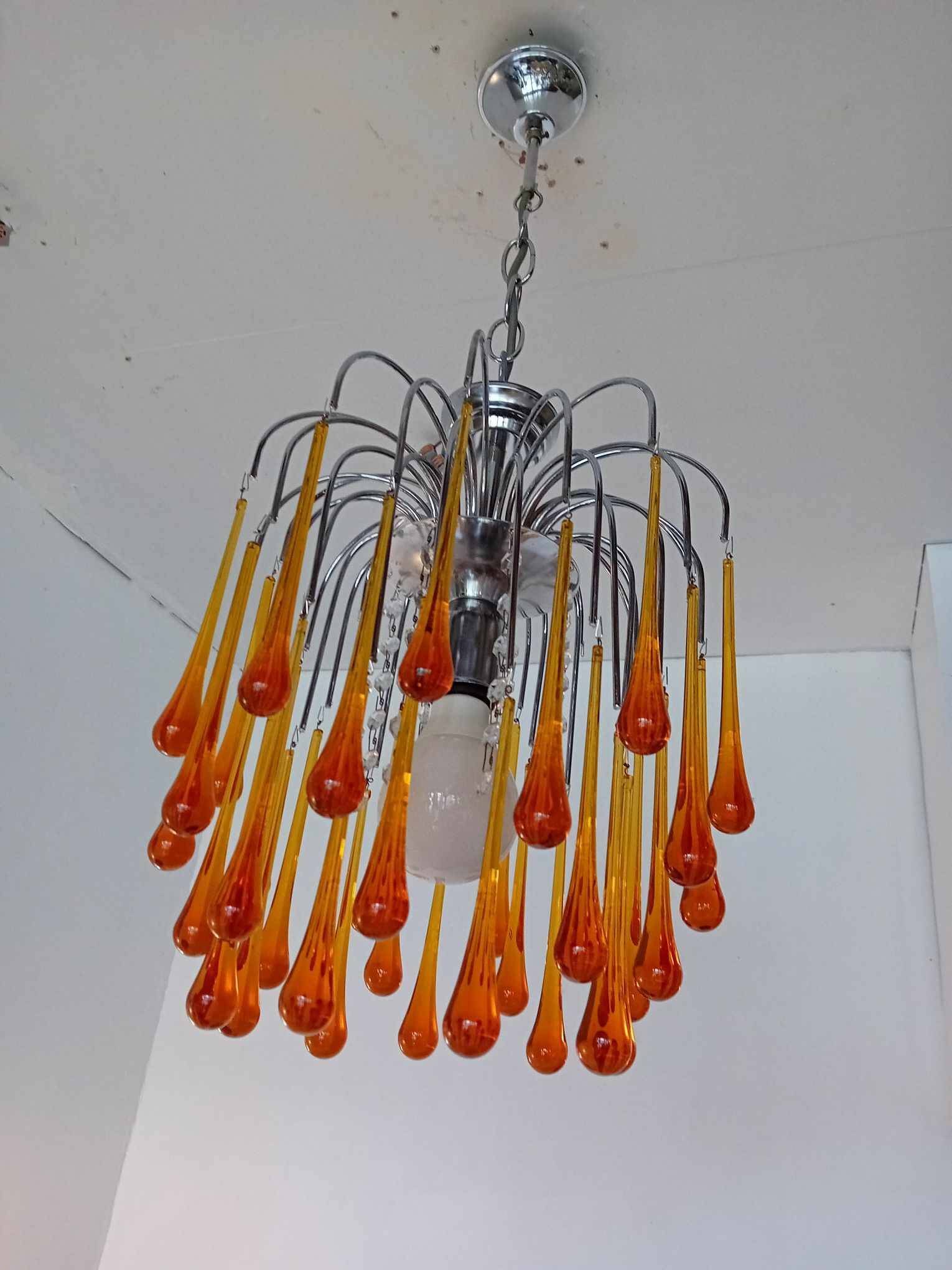 Paolo venini chandelier, murano 70 with large drops