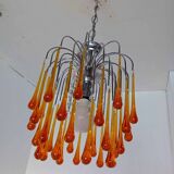 Paolo venini chandelier, murano 70 with large drops