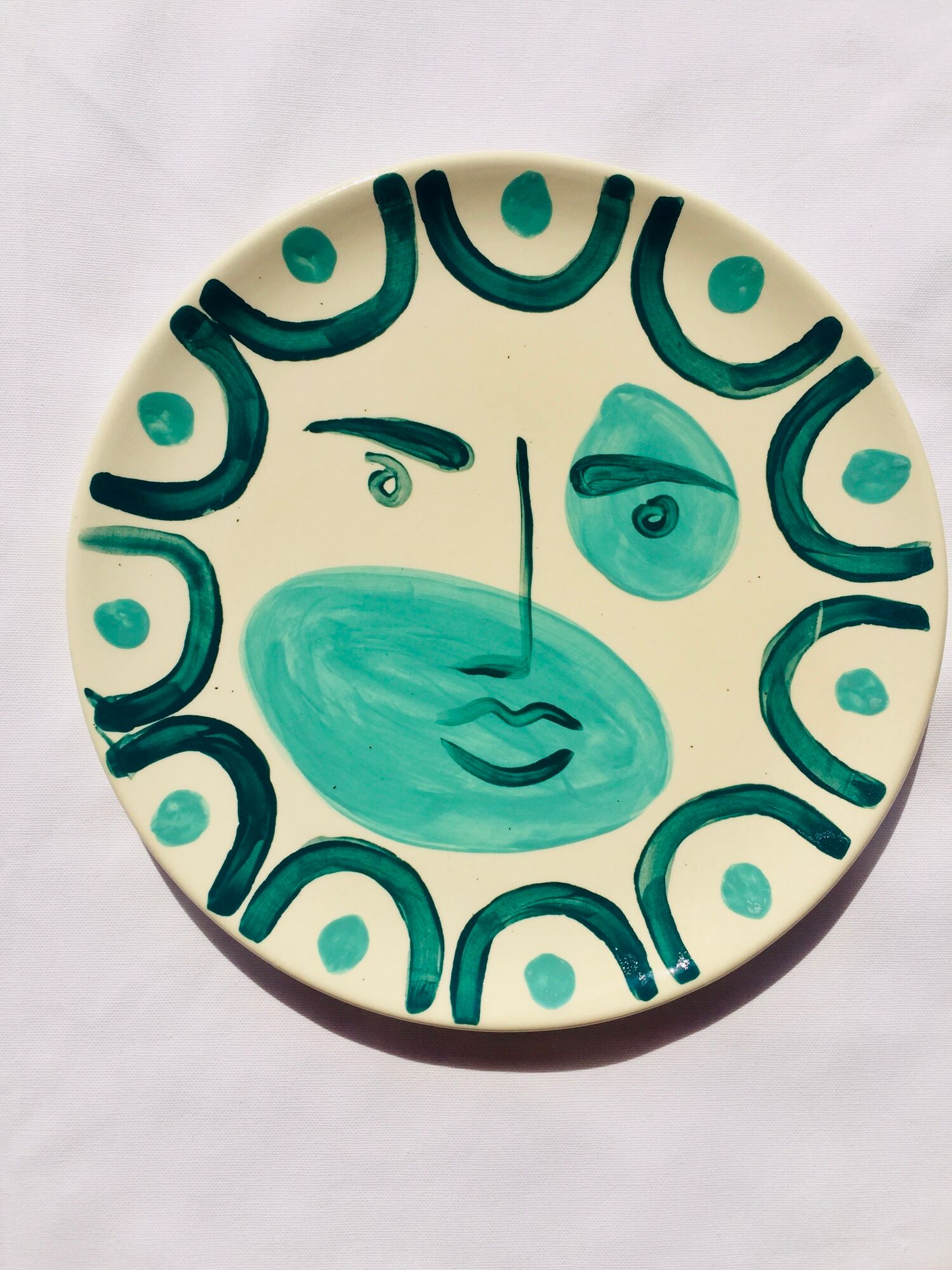 Set of 6 matching plates to hand-painted enamelled ceramic dinner
