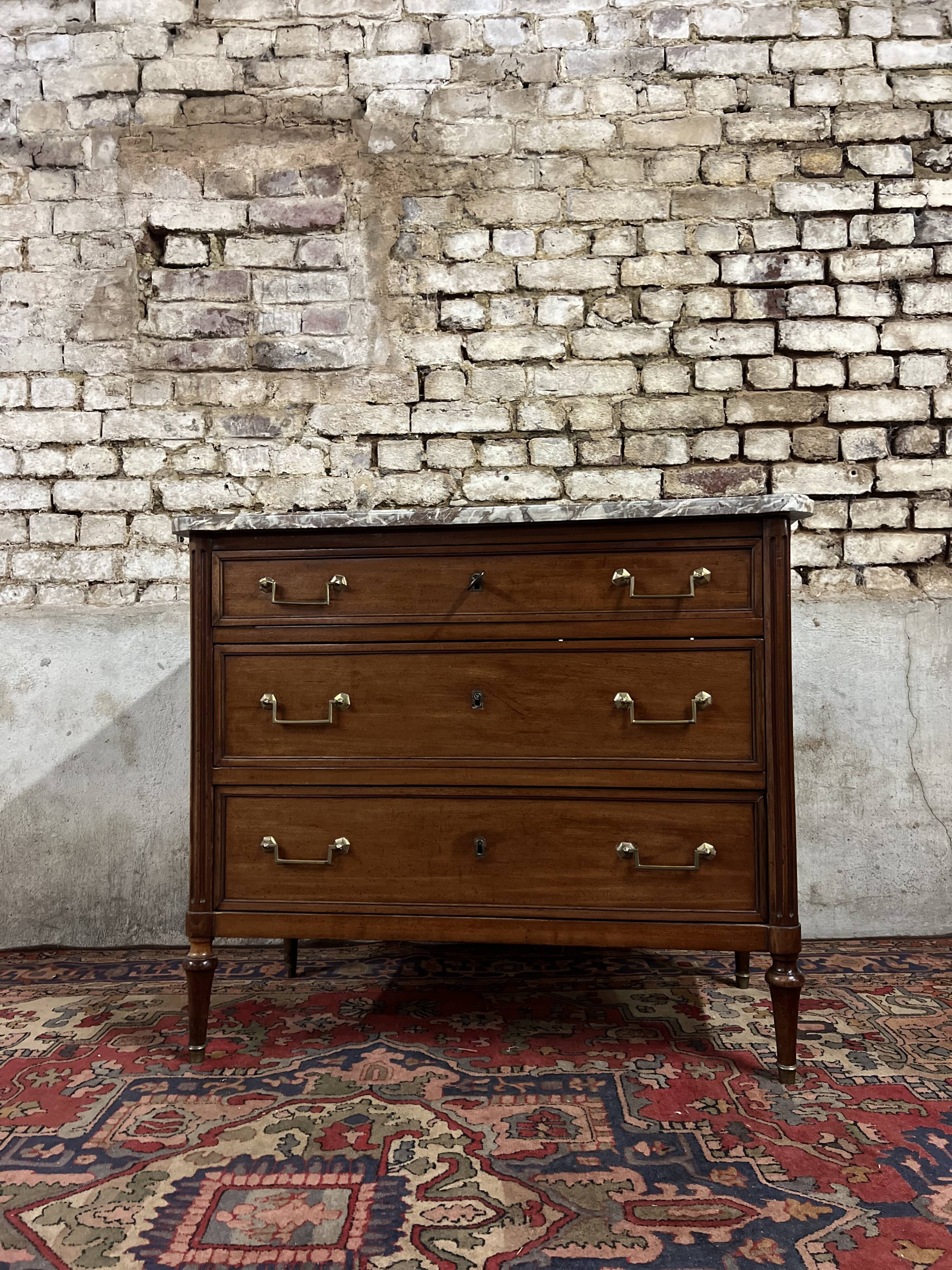 Mahogany Commode From Louis XVI XVIII Eme Century