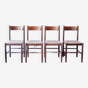 4 chaises de ferme cordées