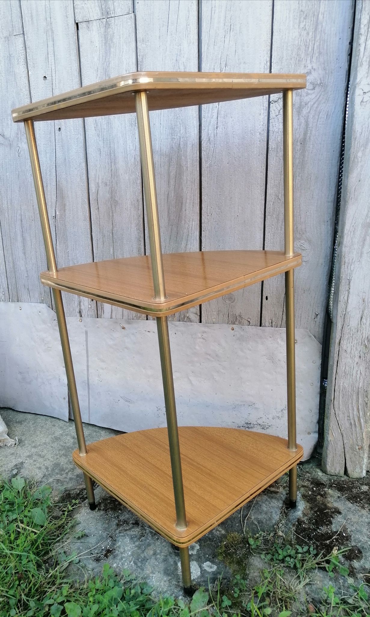 Étagères d'angle 1960 formica 3 plateaux