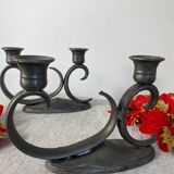 Pair of pewter candlesticks