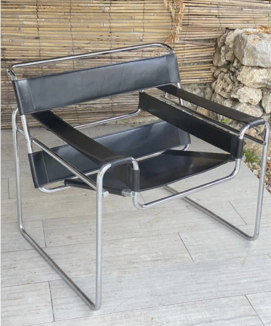 Armchairs Wassily, by Marcel Breuer, Edition Fasem, Italy 1988