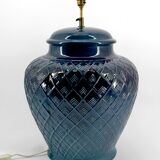 blue ceramic lamp, France, 1950s