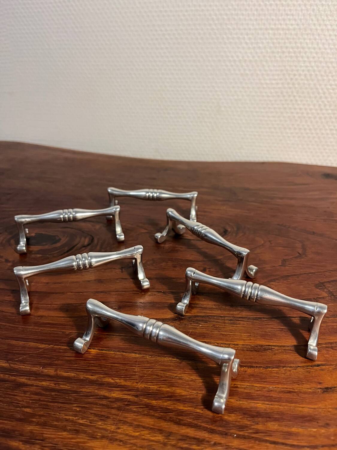 Silver metal knife cutlery holder, 80s design