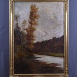 Golden wooden trumeau mirror, Louis XVI style – early 20th century