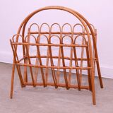 Mid century rattan magazine rack by Jan Kalous for ÚLUV, 1960´s, Czechoslovakia