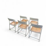 Set of 5 white Baumann "Sleigh" chairs