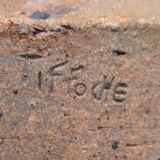 Rectangular dish in stoneware by Gustave Tiffoche, 1960s ceramics.