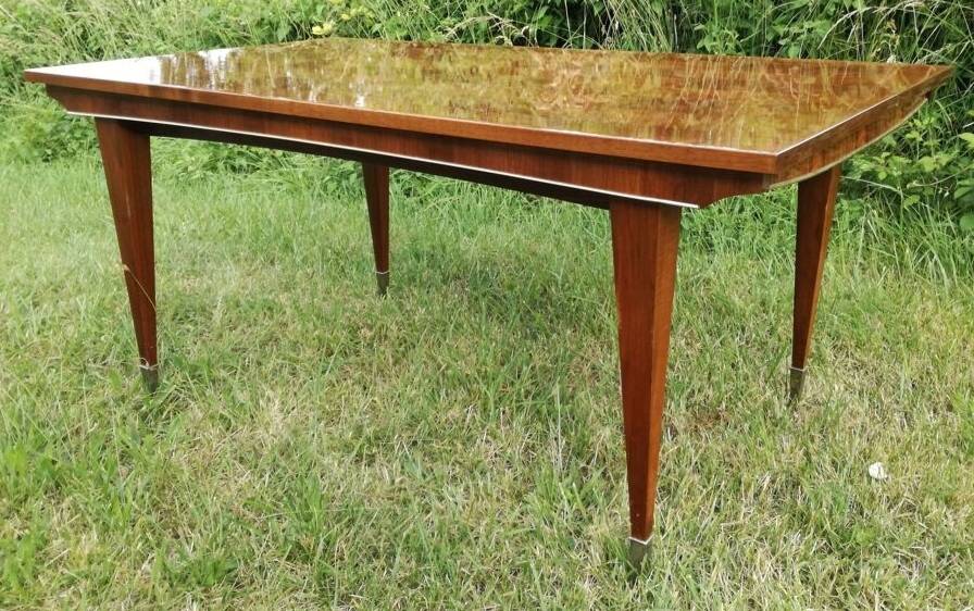 Art Deco walnut veneer extendable table (160 to 232 cm)