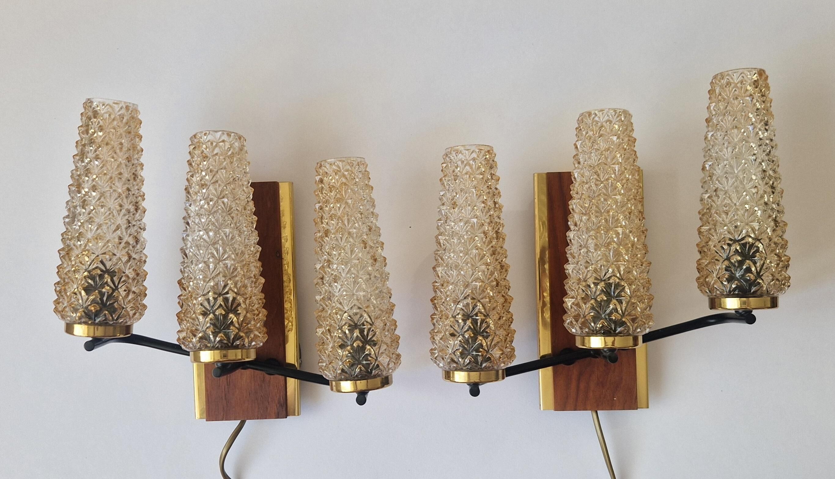 Pair of Midcentury Wall Lamps Sego Armatur, Sweden, 1960s