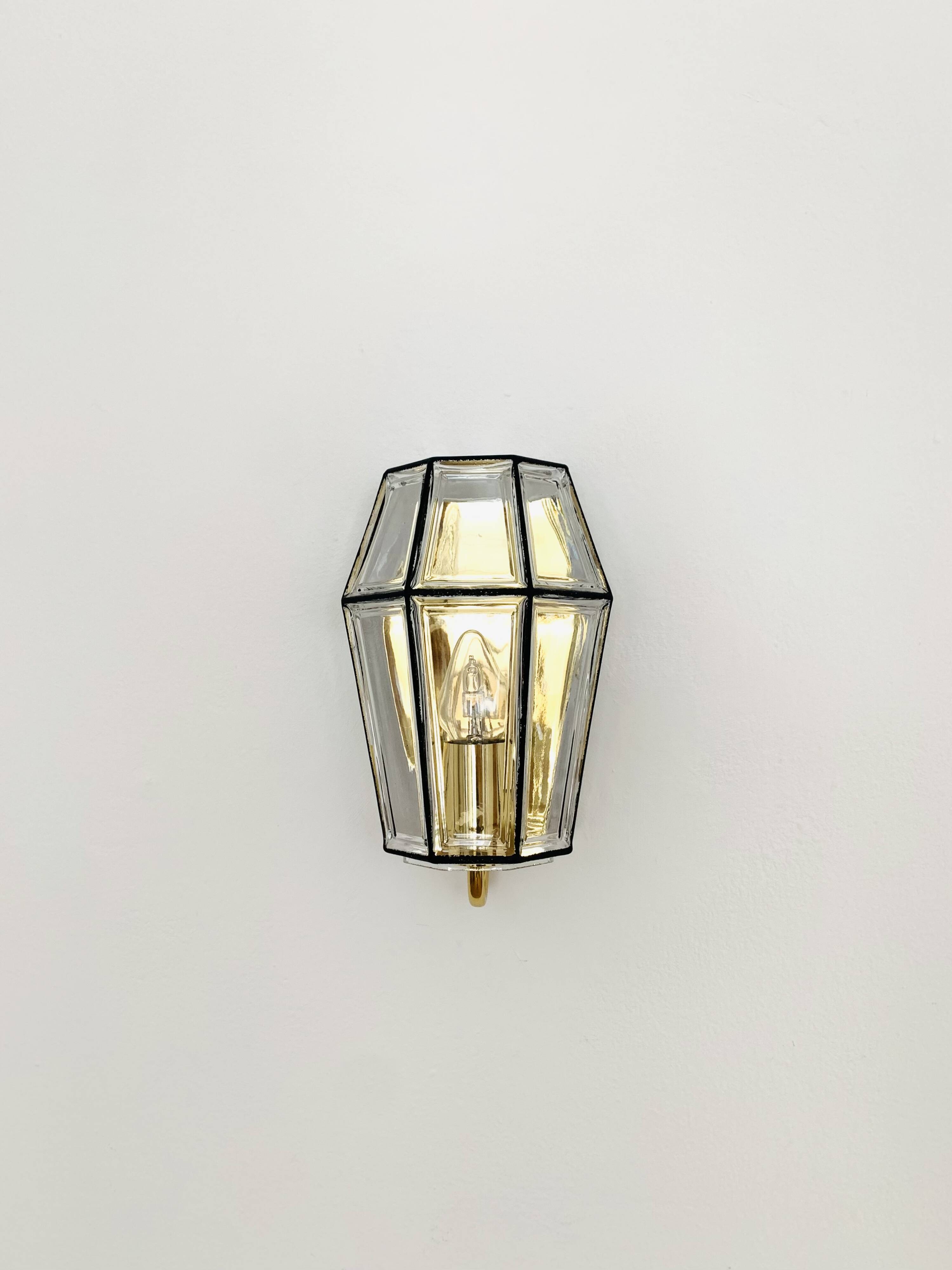 Set of 2 Glass Wall Lamps by Glashütte Limburg